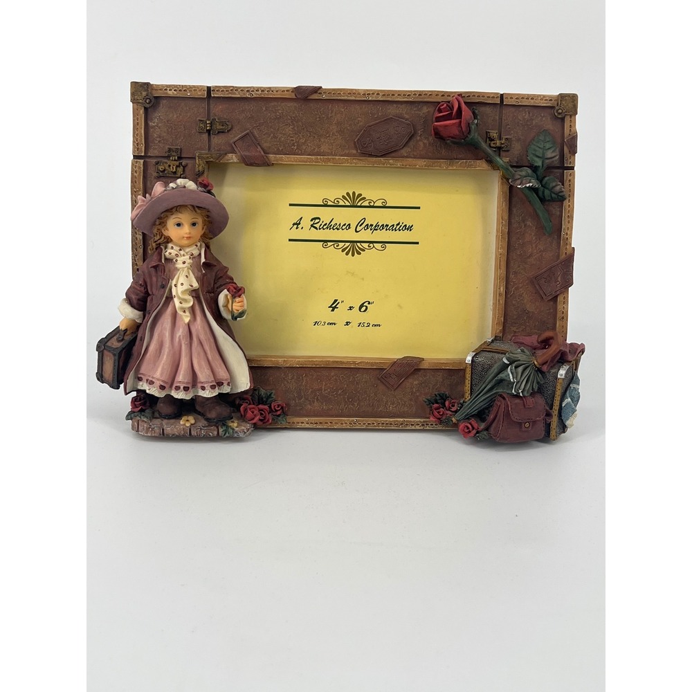 A. Richesco Corporation Picture Frame Vintage Traveler Brown 4x6 Cottagecore